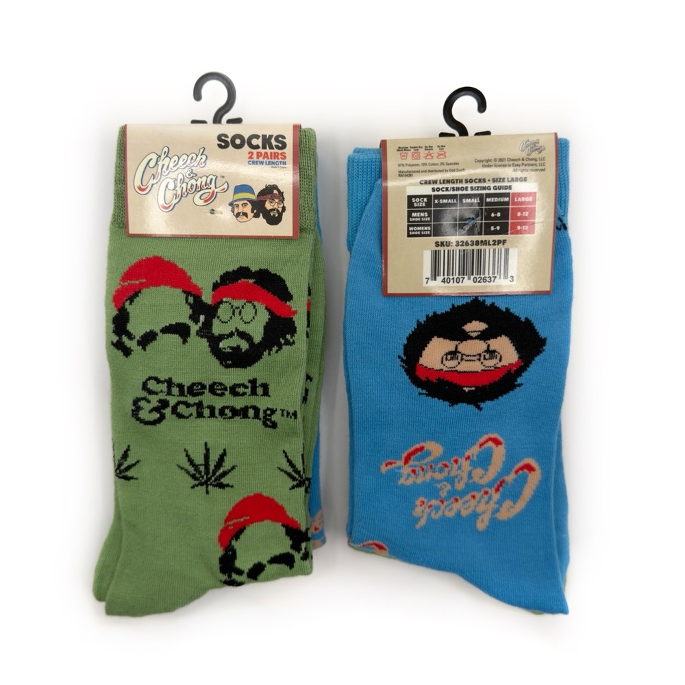 Cheech and Chong Crew Socks Womens Mens Gift Funny Retro Blue Green NWT New